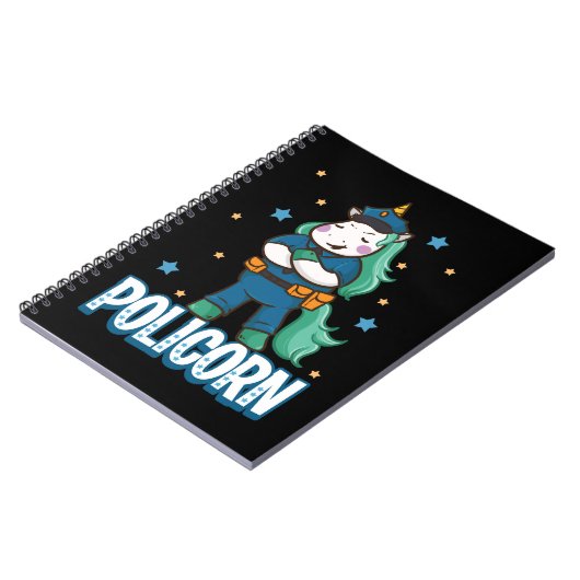 Politieagent van Unicorn Funny Horse Lover Notitieboek (Linkerzijde)