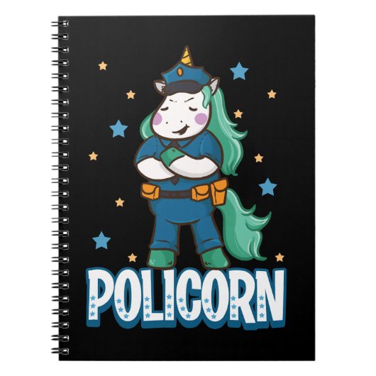 Politieagent van Unicorn Funny Horse Lover Notitieboek (Voorkant)