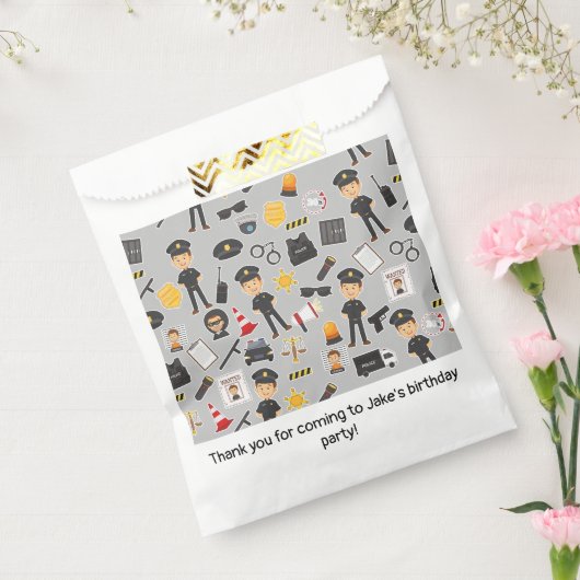 Politieagent Verjaardagsfeestje Grijs Bedankzakje (Gezegeld)