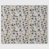 Politieagent Verjaardagsfeestje Grijs Cadeaupapier (Vlak)