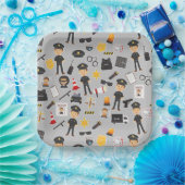 Politieagent Verjaardagsfeestje Grijs Papieren Bordje (Feest)