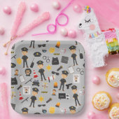 Politieagent Verjaardagsfeestje Grijs Papieren Bordje (Feest)