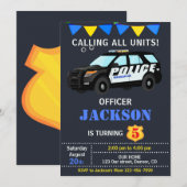 Politieagent verjaardagsuitnodiging Politieauto Kaart (Voorkant / Achterkant)