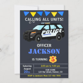 Politieagent verjaardagsuitnodiging Politieauto Kaart