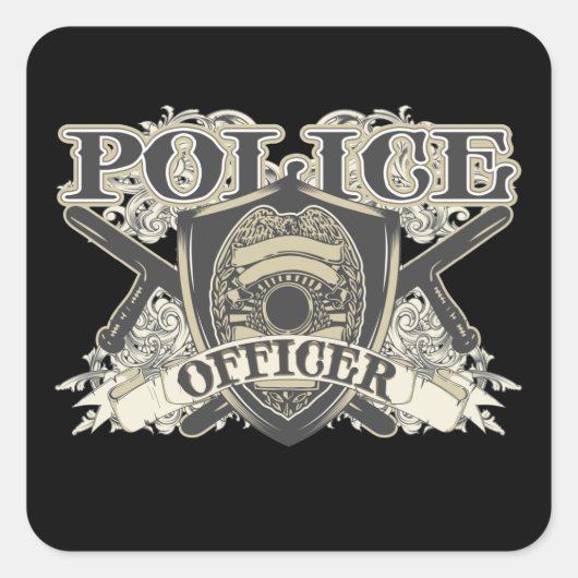  politieagent vierkante sticker (Voorkant)