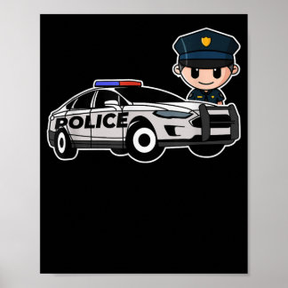 Politieagent voor cartoon Car Politieman Gift Poster