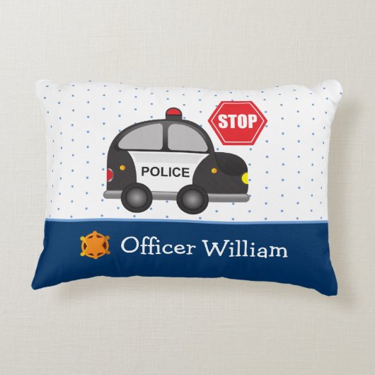 Politieagent voor kleine jongen en auto accent kussen (Achterkant)