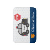 Politieagent voor kleine jongen en auto badmat (Voorkant Verticaal)