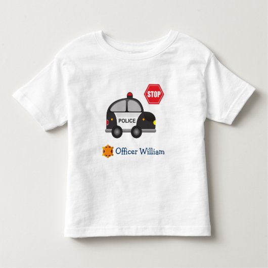 Politieagent voor kleine jongen en auto kinder shirts (Voorkant)