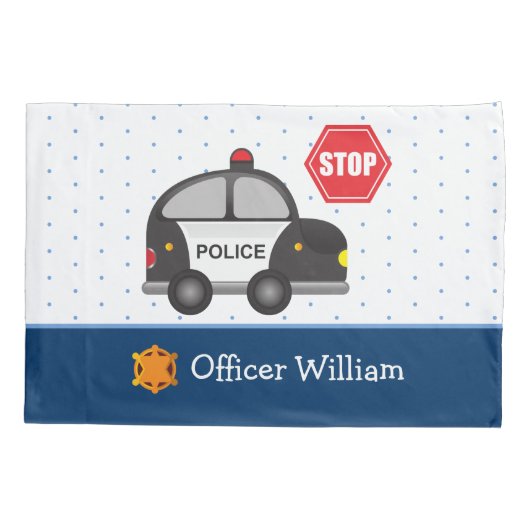 Politieagent voor kleine jongen en auto kussensloop (Achterkant)