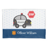 Politieagent voor kleine jongen en auto kussensloop (Voorkant)