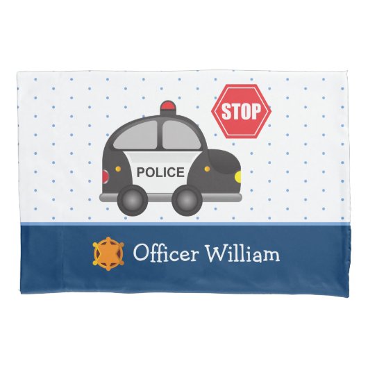 Politieagent voor kleine jongen en auto kussensloop (Voorkant)