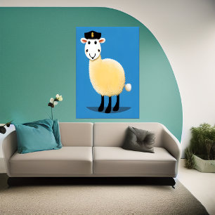 politieagent voor schapen   AI Art Poster