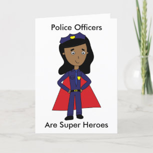 Politieagent Vrouw Black Super Hero Personaliseren Bedankkaart