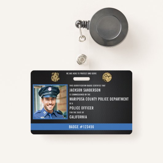 Politieagent Wetshandhaving Medewerker Foto-ID Badge (Voorkant met intrekbare)