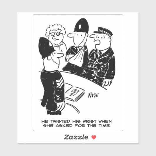 Politieagent Wrist Injury Cartoon. Sticker (Vel)