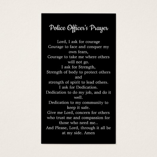 Politieagenten bebidden kaartengedicht met blauwe  visitekaartje (Voorkant)