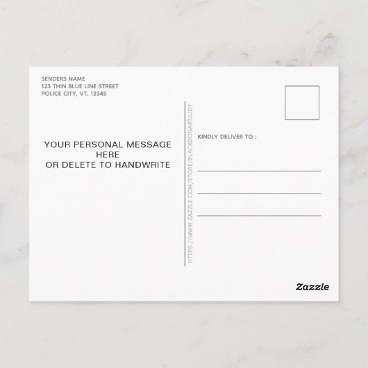 Politieagenten bidden Thin Blue Line Briefkaart (Achterkant)