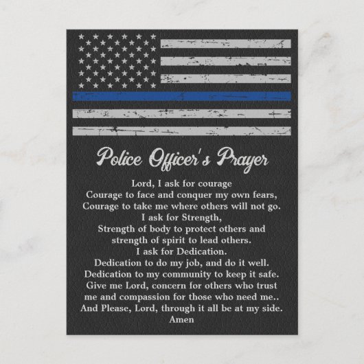 Politieagenten bidden Thin Blue Line Briefkaart (Voorkant)