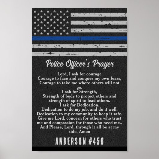 Politieagenten bidden Thin Blue Line Poster (Voorkant)