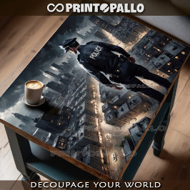 Politieagenten kijken naar de stad om je te besche tissuepapier