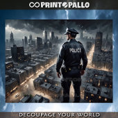 Politieagenten kijken naar de stad om je te besche tissuepapier