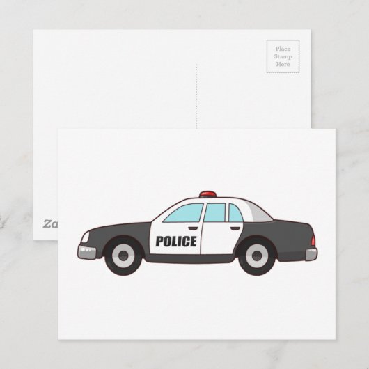 Politieagenten patrouilleren auto om stad te besch briefkaart (Voorkant / Achterkant)