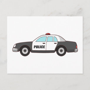 Politieagenten patrouilleren auto om stad te besch briefkaart
