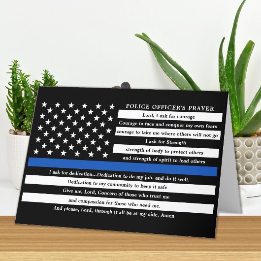 Politieagenten Prayer Law Enforcement Blue Line Bedankkaart