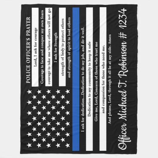 Politieambtenaar gepersonaliseerde rechtshandhavin fleece deken (Voorkant)