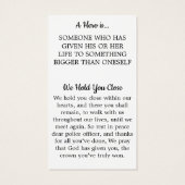 Politieambtenaar Memorial Funeral Prayer Kaart (Achterkant)