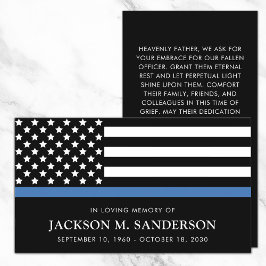 Politieambtenaar Memorial Funeral Prayer Kaart Contactkaartje