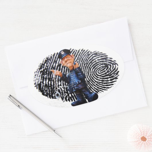 Politieambtenaar Ovale Sticker (Envelop)