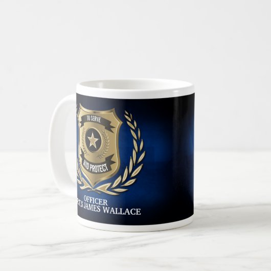 Politieambtenaar schild gepersonaliseerd koffiemok (Voorkant links)