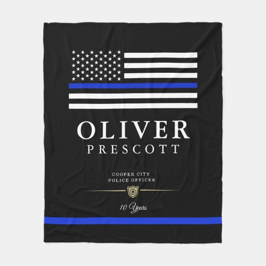 Politieambtenaar | Service Jubileum Black Fleece Deken (Voorkant)