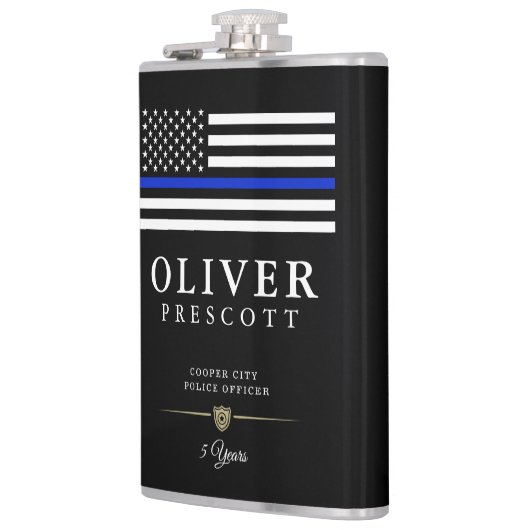 Politieambtenaar | Thin Blue Line ThreadBlack Heupfles (Links)