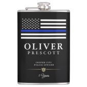 Politieambtenaar | Thin Blue Line ThreadBlack Heupfles (Voorkant)