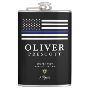 Politieambtenaar   Thin Blue Line ThreadBlack Heupfles