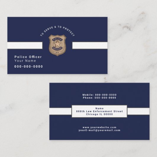 Politieambtenaar Visitekaartje (Voorkant / Achterkant)