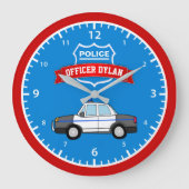 Politieauto Aangepersonaliseerde naam Kinder kamer Grote Klok (Voorkant)
