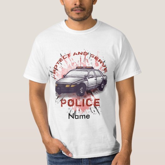 Politieauto Bescherm T-shirt (Voorkant)