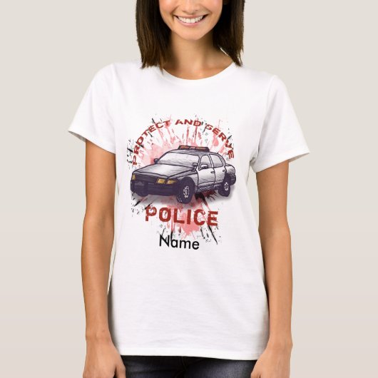 Politieauto beschermt T T-shirt (Voorkant)