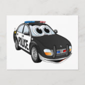 Politieauto Cartoon BWB Briefkaart (Voorkant)