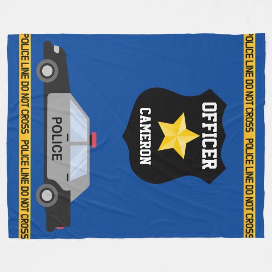Politieauto en agent badge met aangepaste naam fleece deken (Voorkant (Horizontaal))