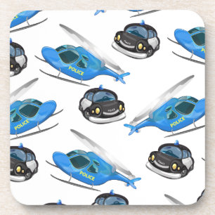 Politieauto en helikopter drankjes onderzetter