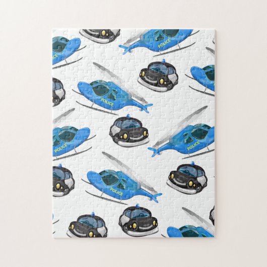 Politieauto en helikopter legpuzzel (Verticaal)