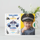 Politieauto Kantoor Foto Verjaardagsfeest Kaart (Staand voorkant)