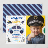 Politieauto Kantoor Foto Verjaardagsfeest Kaart (Voorkant / Achterkant)