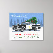  politieauto Kerstmis Monogram Naam Canvas Afdruk (Voorkant)