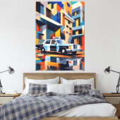 Politieauto kubisme canvas afdruk (Insitu (Slaapkamer))